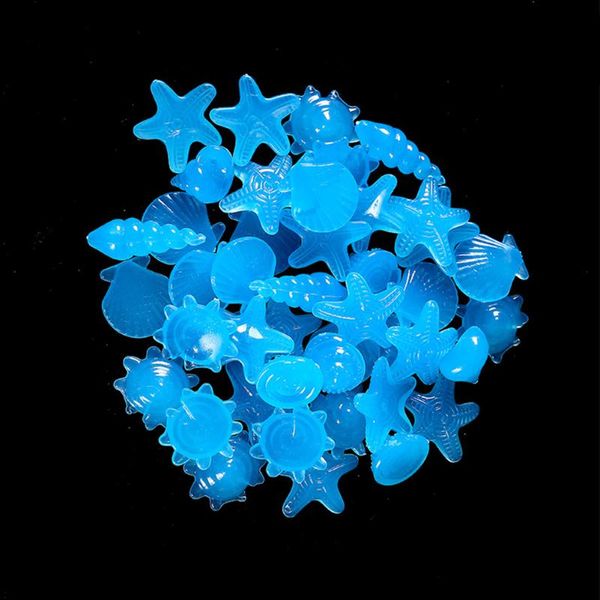 

decorations 100pcs/pack landscaping fish tank pebbles resin rocks smooth simulations glowing glow in the dark aquarium stones