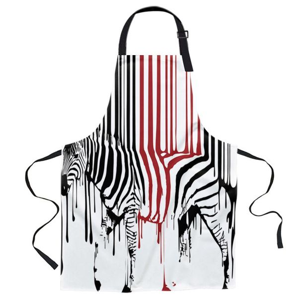 

aprons funny animal zebra paint black white kitchen nail shop apron for women men kids dinner party cooking baking accessories