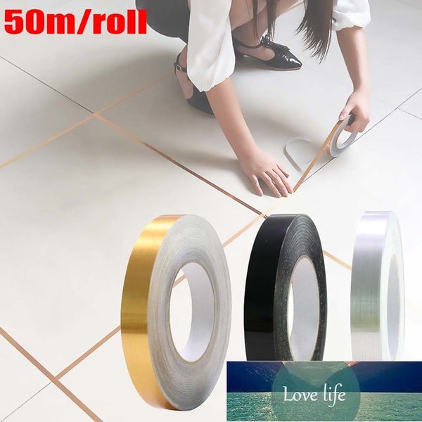 50m auto-adesivo impermeável PVC linha de piso adesivo de cerâmica telha espacial fita adesivo DIY Decor