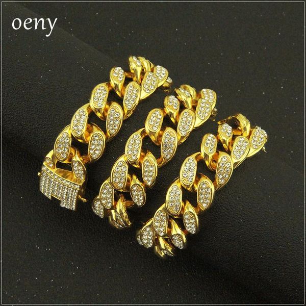 

chains european and american hip hop full diamond men's big gold chain domineering exaggerated miami cuban hip-hop rap necklace 2, Silver