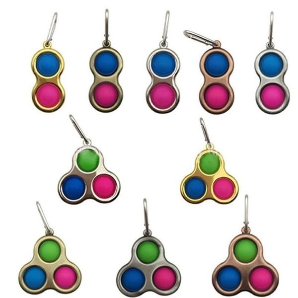 

three holes metal colorful push bubble key chain sensory fidget toy mini keychain stress reliever toy kid