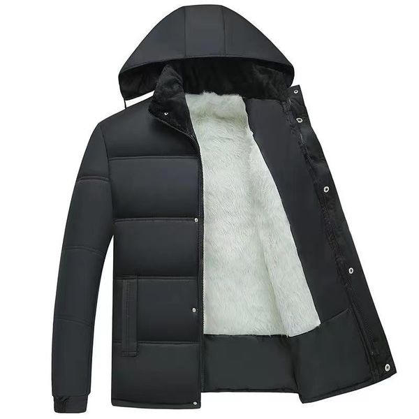 

men's jackets plush cotton jacket down winter warm wool liner, Black;brown