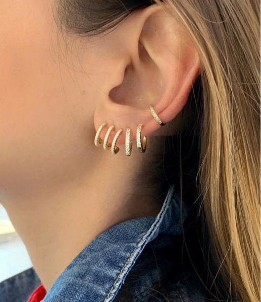 

stud luxury small circle austrian clear cz earring for women fashion party elegant earrings jewelry 925 sterling silver, Golden;silver