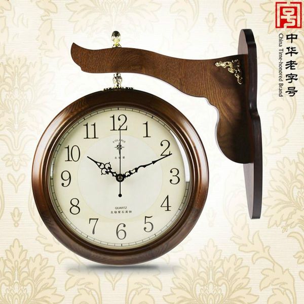 

wall clocks double-sided wooden clock living room modern design decorative orologio da parete home decorations 50zb50