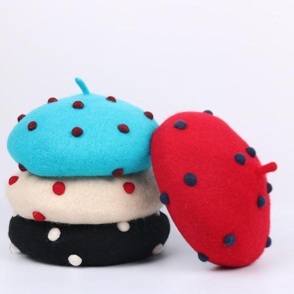 

toddler baby girls hats kids girl pearly wool beads warm beret hat 2021 autumn winter elegant children caps zz-406-1 &11, Yellow