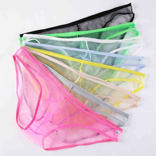 

men's brief male transparent low-waist briefs panties mesh breathable underwear, Black;white