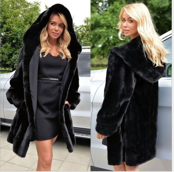 

women's fur & faux european and american autumn winter coat women mid-length slim-fit mink, Black