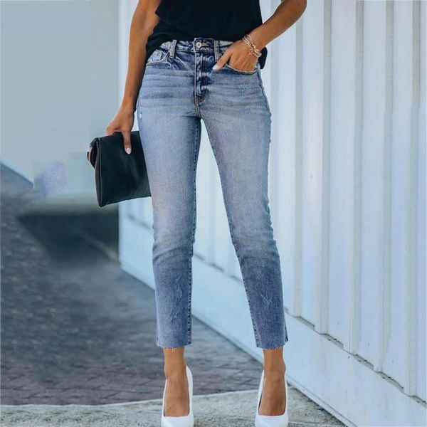 

women's jeans womens skinny high waist fashion slim denim long pencil pants woman camisa feminina lady fat trousers plus size, Blue