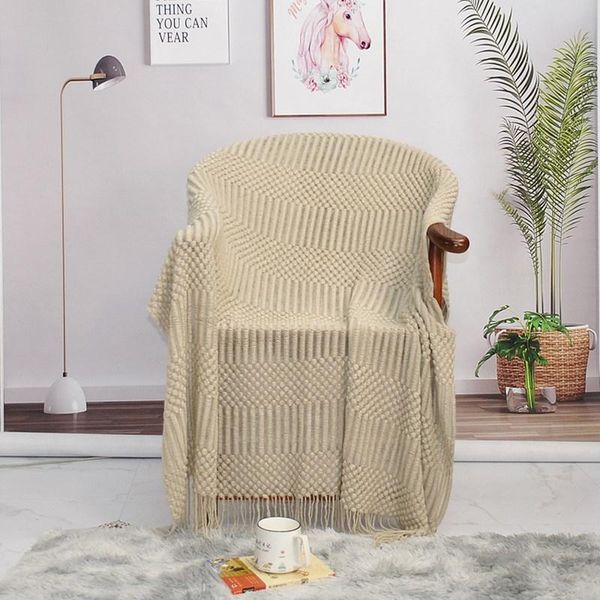 

blankets air conditioning blanket with fringe nordic knitted travel gray khaki sofa 110x160cm/110x200cm