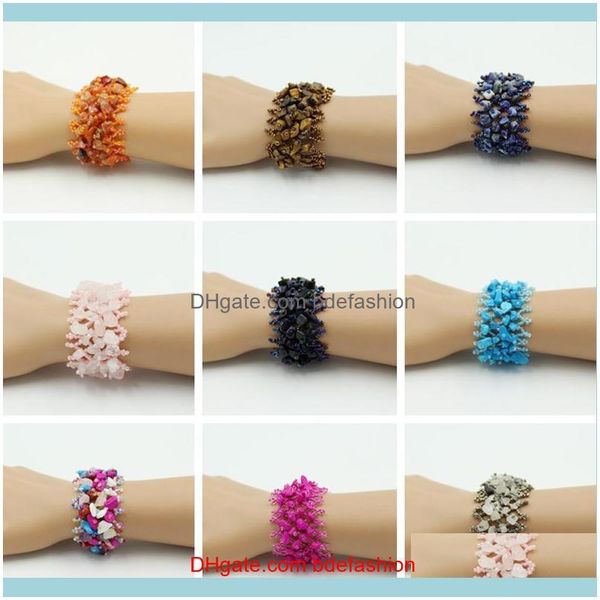 

charm jewelrycharm bracelets natural stone rice beads mix bracelet bohemian fashion vintage multi layer gravel beaded for women handmade jew, Golden;silver