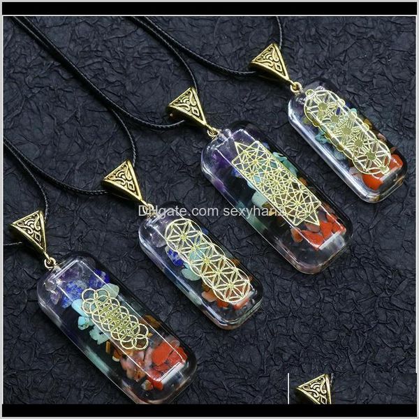 

rock quartz loose beads jewelry reiki healing colorf chips stone natural 7 chakra orgone energy pendant necklace pendum amet orgonite crysta, Black