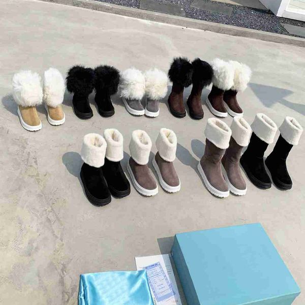 

women nylon gabardine snow wool betty boots embossed rubber triangle logo shoes ladies short boot cowhide leather diamonds lady heel size 35, Black