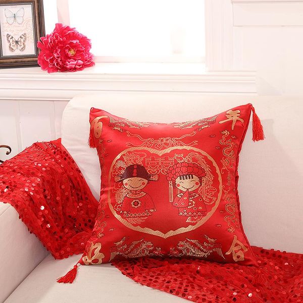 

pillow wedding supplies classical mahogany furniture back cushion solid wood sofa festive red creativity printing f8259
