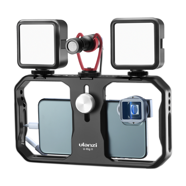 

u-rig ii smartphone stabilizer metal phone cage with 3 cold shoe mount handheld video for blogger stabilizers