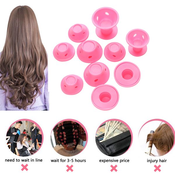 

hair styling diy tool magic hair care rollers for curlers sleeping no heat soft rubber silicone hair curler twist, Silver