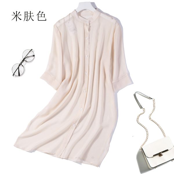 

blouses women's 100% silk solid colors button down long thin kimono cardigan shawl coat blouse summer beach cover up  jn086, White