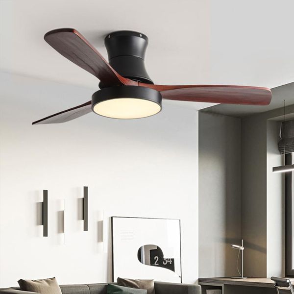 

ceiling fans modern smart led with lights remote control for dining living room bedroom solid wood nordic fan lamp