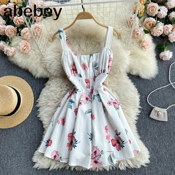 

summer women spaghetti strap strapless mini dress casual ladies floral print bohemia seaside beach 210512, Black;gray