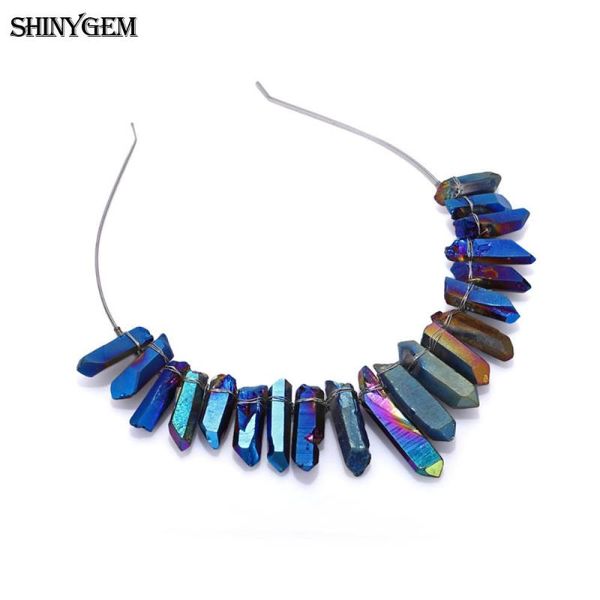 

hair clips & barrettes shinygem blue/white/red crystal druzy stone headband wedding tiaras and crowns bridal party accessories fashion rear, Golden;silver