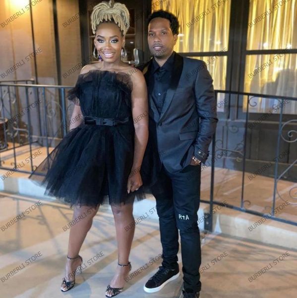 

casual dresses fashion black tulle short women strapless a-line mini party dress ruffles bow sweet summer plus size, Black;gray