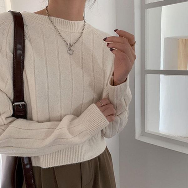 

women's sweaters spring women elegance solid full sleeve pullovers casual o-neck autumn short sweater office lady basic, White;black