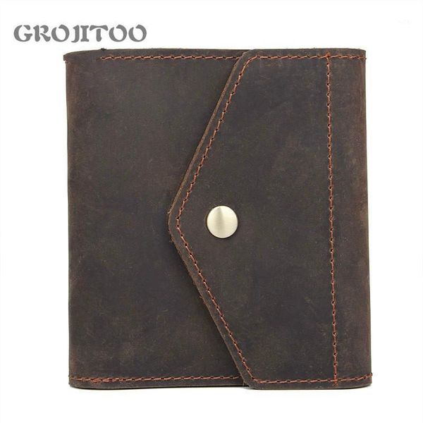 

genuine crazy horse leather wallet for men and women bifold short wallets with holder vintage purse1, Red;black