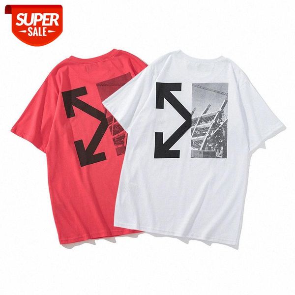 

off summer tide brand short-sleeved t-shirt european and american street ow arrow printing men women couple bottoming shirt half-sleev #144o, White;black