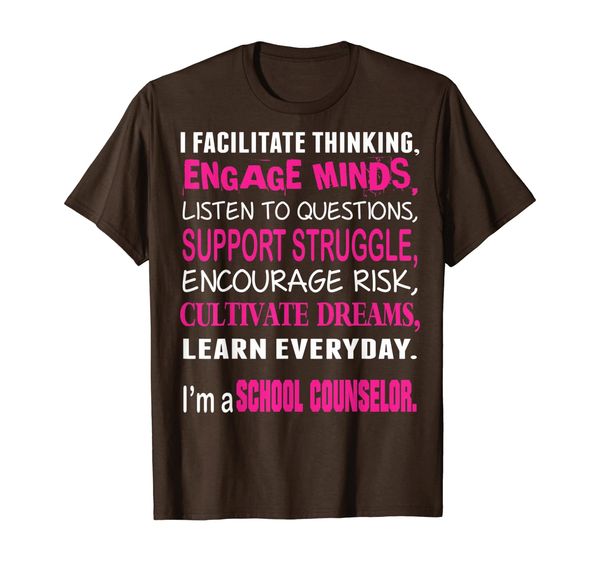 

facilitate thinking learn everyday school counselor t shirt, White;black