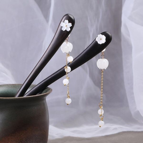 

hair clips & barrettes chinese ancient comosum flower wedding bride wood vintage hairpin for women hanfu accessory pin clip sticks, Golden;silver