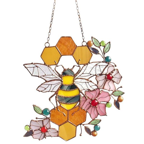 

mats & pads selling stained glass honeycomb with bumble bee charm suncatcher hanging decoration support wholesale and drop