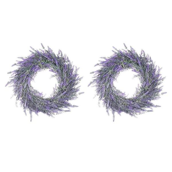 

18inch artificial lavender wreath spring summer greenery hanging garland for front door window wall wedding home decor decorative flowers &