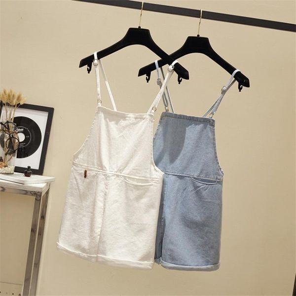 

women's jeans gowyimmes 2021 big size s-5xl women high waist pants suspender vintage student blue shorts denim trousers 314