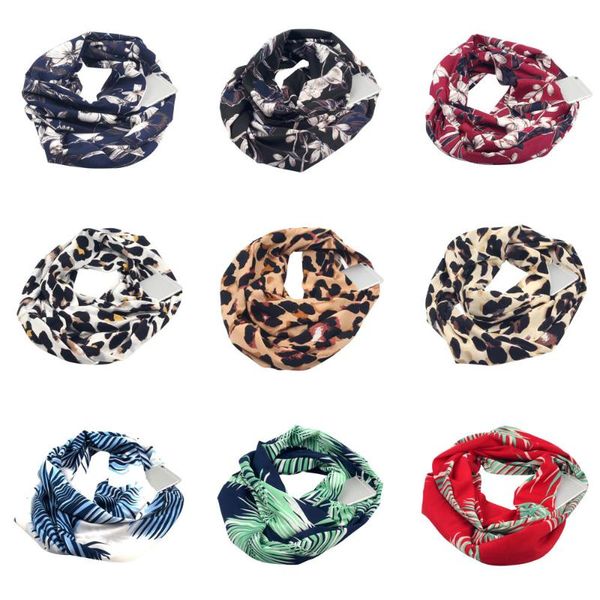 

scarves fashion solid color 2021 women scarf print winter convertible infinity pocket loop zipper blanket nec, Blue;gray