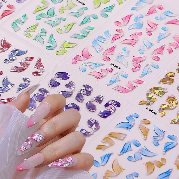 

stickers & decals 5d relief for nails holographics ribbon bowknot transfer sliders nail butterfly flowers manicures, Black