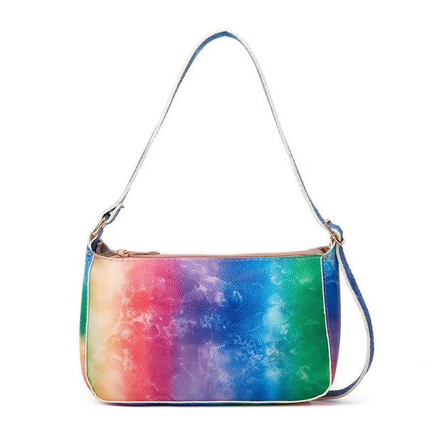 

evening bags fashion gradient shoulder bag pu leather zipper panelled color small crossbody female simple square armpit