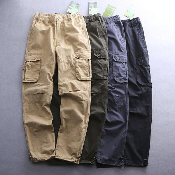 

men's pants cotton cargo casual wear-resistant straight-leg military style trousers 2021, Black