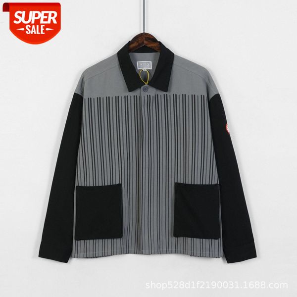 

striped stitching retro long-sleeved shirt #ab6n, White;black