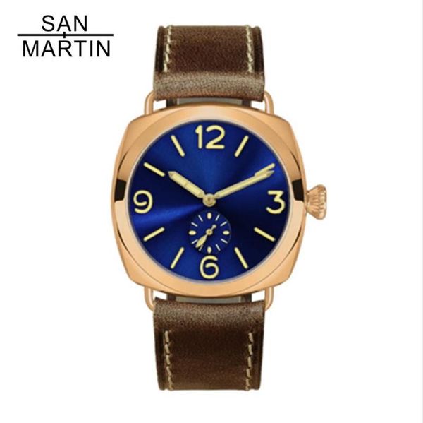 

wristwatches san martin bronze quartz watches business casual men watch holvin leather strap 200m water resistant ronda movement wrist, Slivery;brown