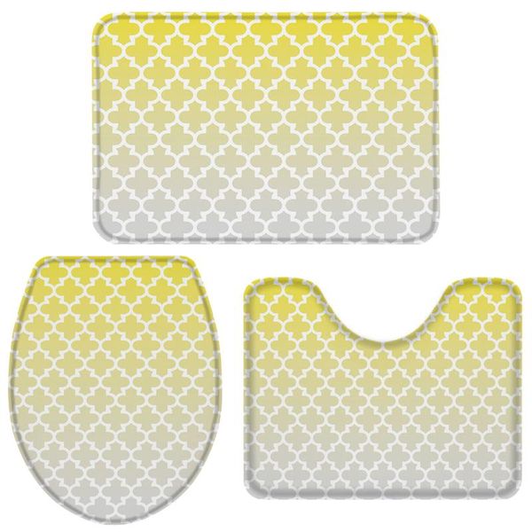 

yellow gray gradient moroccan bathroom set toilet cover mat pedestal rug non-slip accessories doormat bath accessory