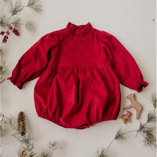 Strampler Cord Rüschen Träger Strampler für Prinzessin Mädchen Kleidung Weihnachten Säugling Kinder Overall Kleinkind Mädchen einteilige Kleidung Kostüme