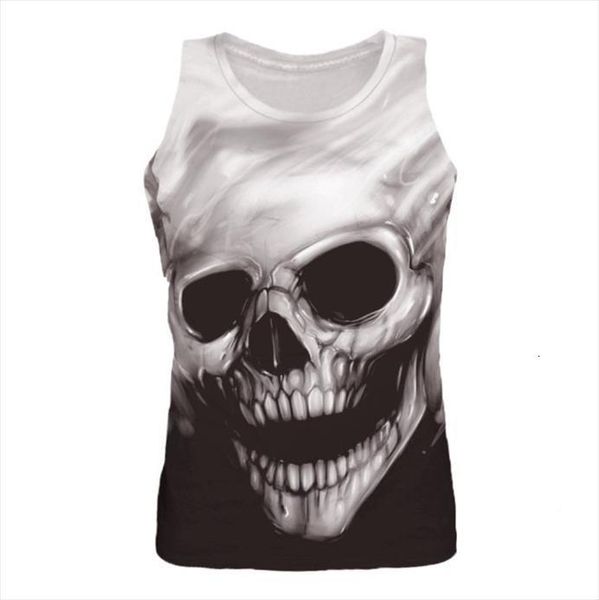 

mens 3d skull printed tank summer sleeveless tee shirt leisure sports vest blouse fashion camiseta tirantas hombre, White;black