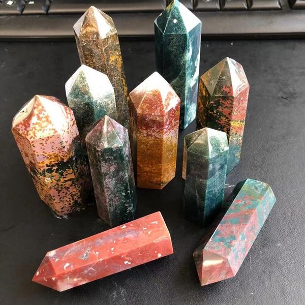

decorative objects & figurines ocean jasper wand point natural stones quartz gemstones minerals crystals healing reiki gems home decorations