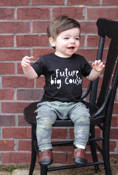 

future big cousin boys girls anouncement family look white tshirts cool style casual clothes, Blue