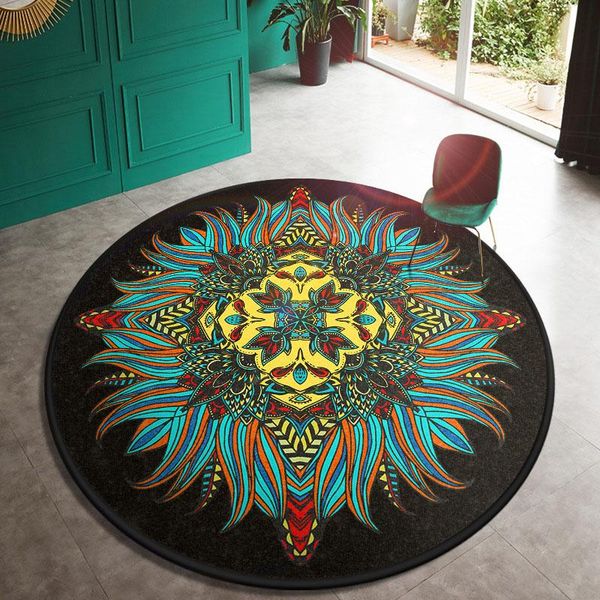 

carpets mediterranean style round carpet for living room anti slip floor mat bedroom peacock design sofa coffee table rugs