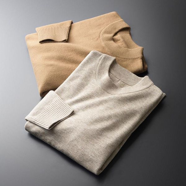 

men's jackets t-neck sweater autumn winter 2021 style with thickened warm solid color bottomed pullover for men, Black;brown