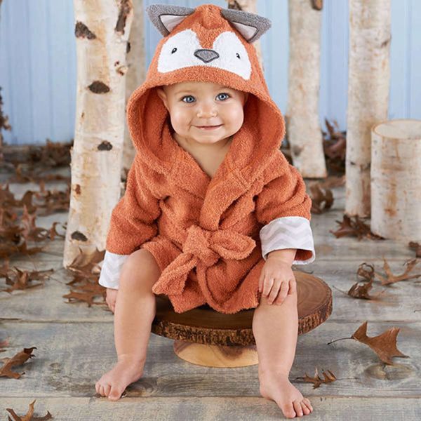 

bathrobe children's stripe fox baby bathrobe cartoon cape beach bath towel