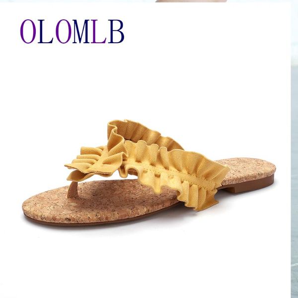 

slippers women's 2021 summer beach fashion flip-flops flat casual c054, Black