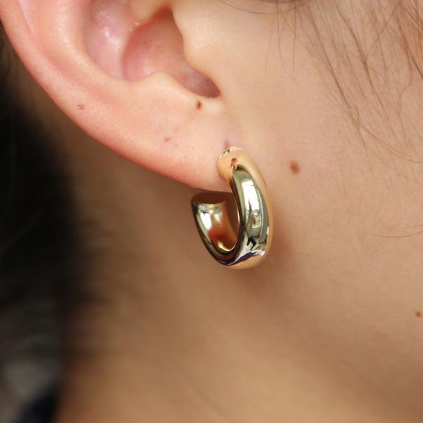 

hoop & huggie 20mm gold silver color c shaped delicate earrings for women minimalist thick hoops chunky open circle statement, Golden;silver