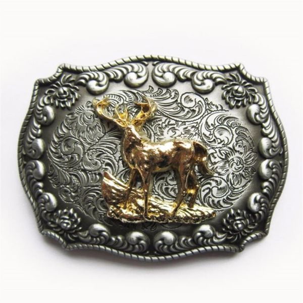 

jean's friend original western cowboy rodeo deer double color belt buckle also stock in us belts, Black;brown