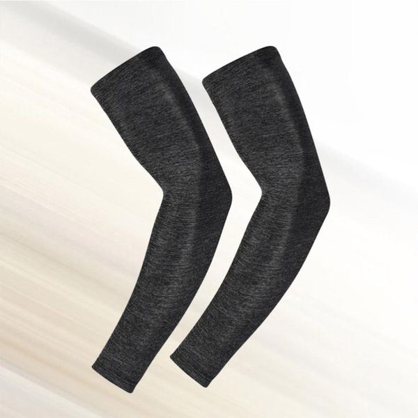 

pair cooling arm sleeves sun uv block protector qick dry nylon cover elastic long for cycling outdoor activ elbow & knee pads, Black;gray